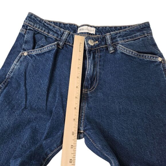 Zara Jeans Womens 4‎ Blue Cargo Straight Leg Bloggers Favorite Side Pockets - Picture 8 of 9